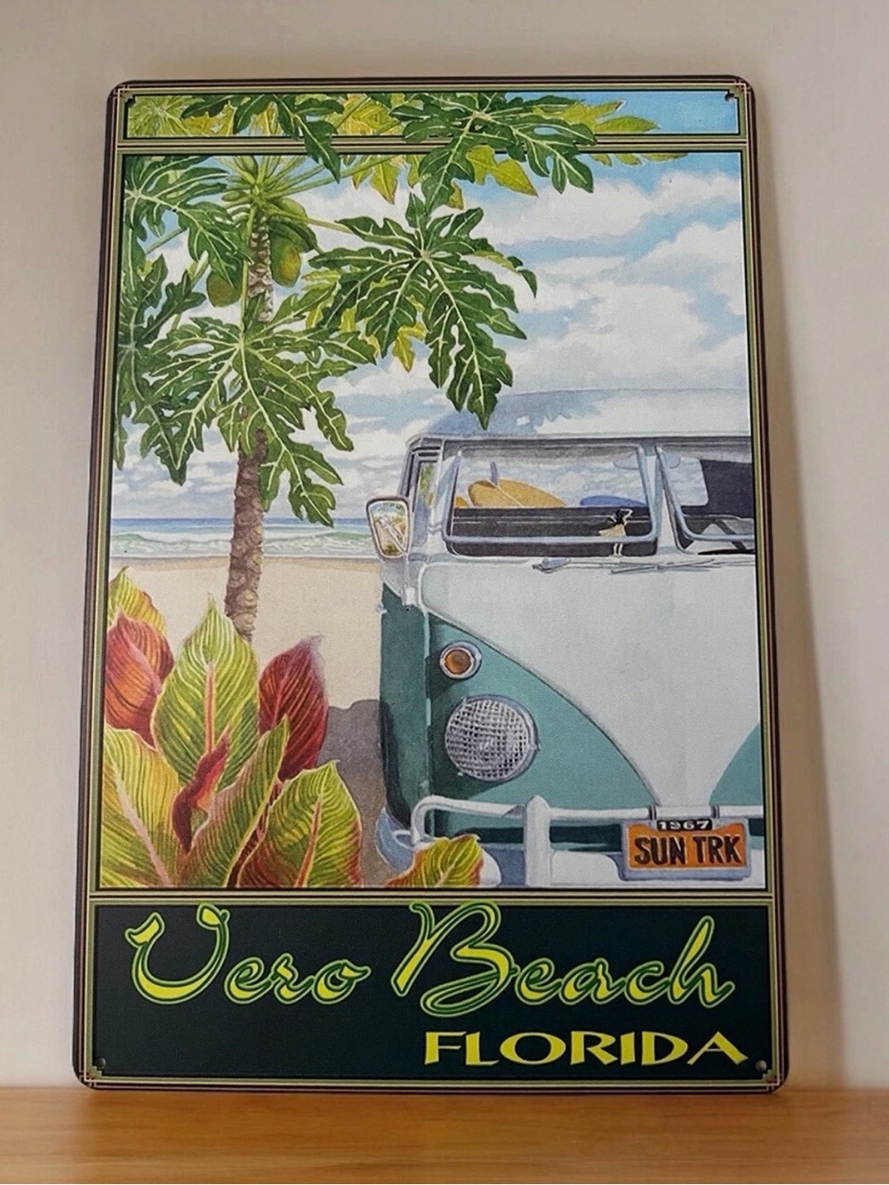 Vero Beach Florida Coastal Van Wall Art - Teal & White